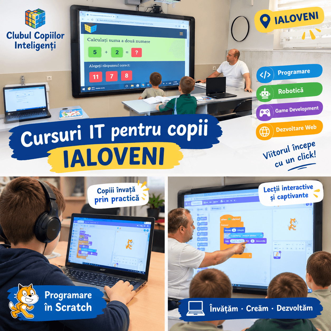 Cursuri IT pentru copii în Ialoveni — programare, robotică și inteligență artificială